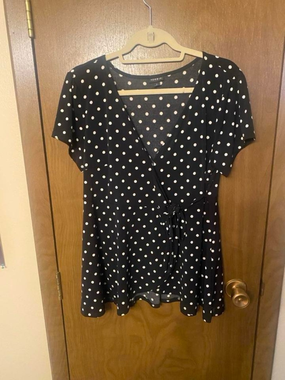 torrid Black & White Polka Dot Wrap Tunic